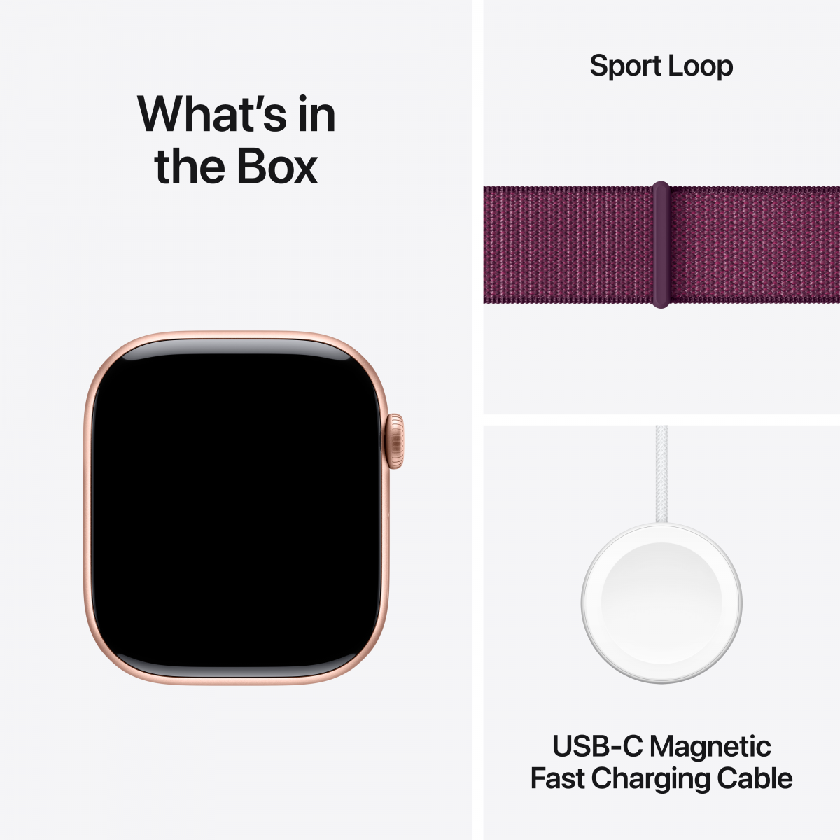 Apple Watch Series 10 GPS + Cellular 42mm Rose Gold Aluminium Case with Plum Sport Loop,Model A3001