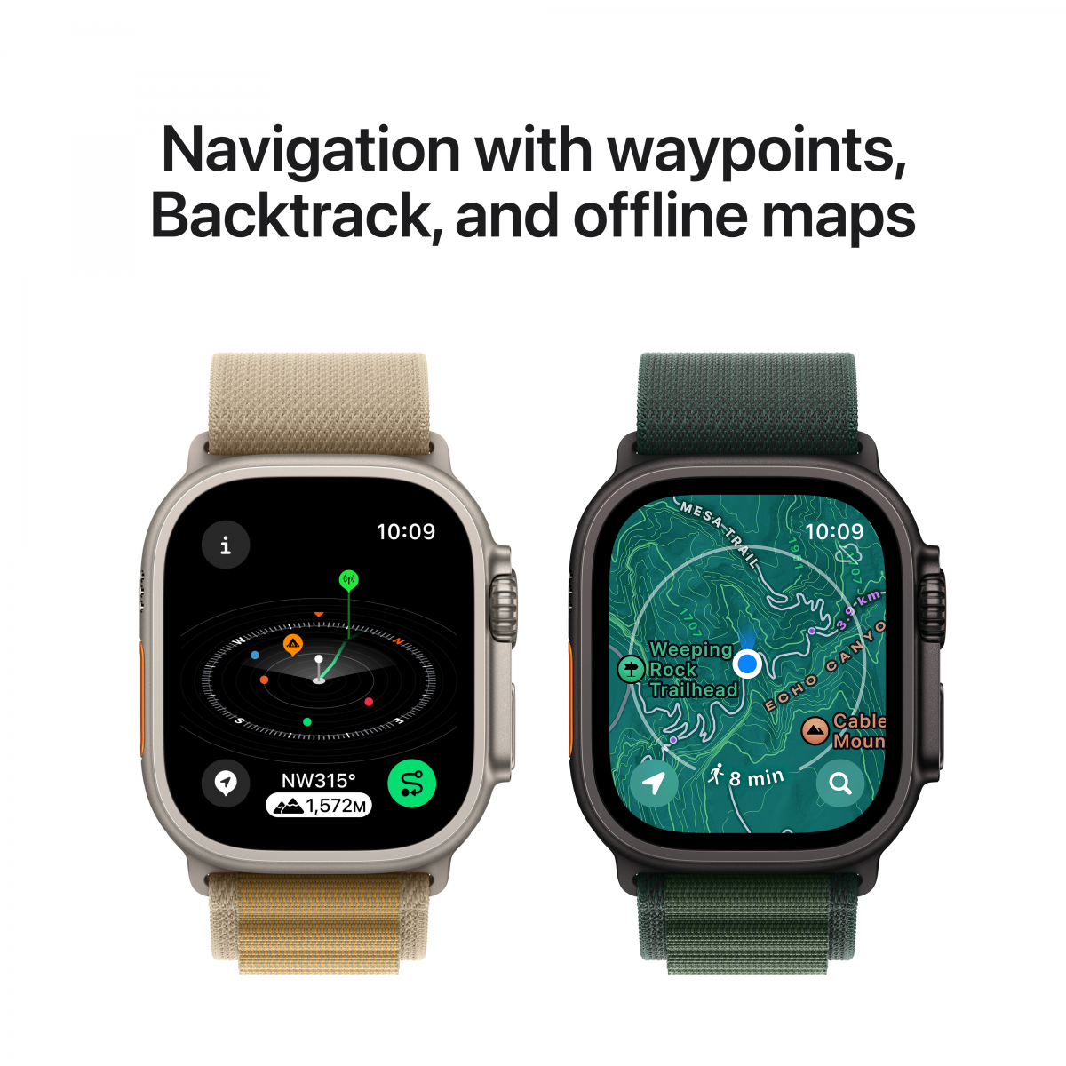 Apple Watch Ultra 2 GPS + Cellular 49mm Natural Titanium Case with Blue Trail Loop - M/L,Model A2986