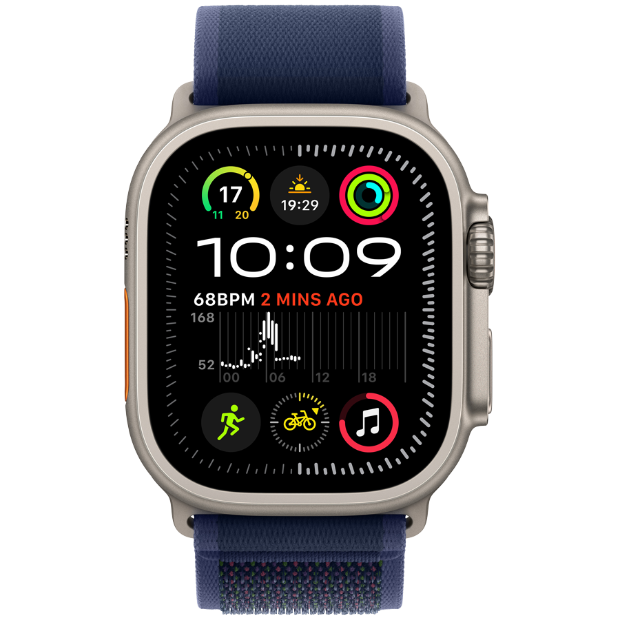 Apple Watch Ultra 2 GPS + Cellular 49mm Natural Titanium Case with Blue Trail Loop - M/L,Model A2986