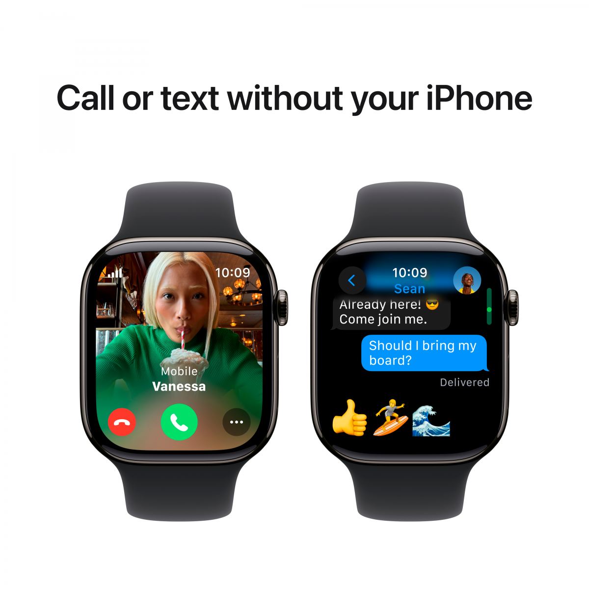 Apple Watch Series 10 GPS + Cellular 46mm Slate Titanium Case with Black Sport Band - S/M,Model A3003