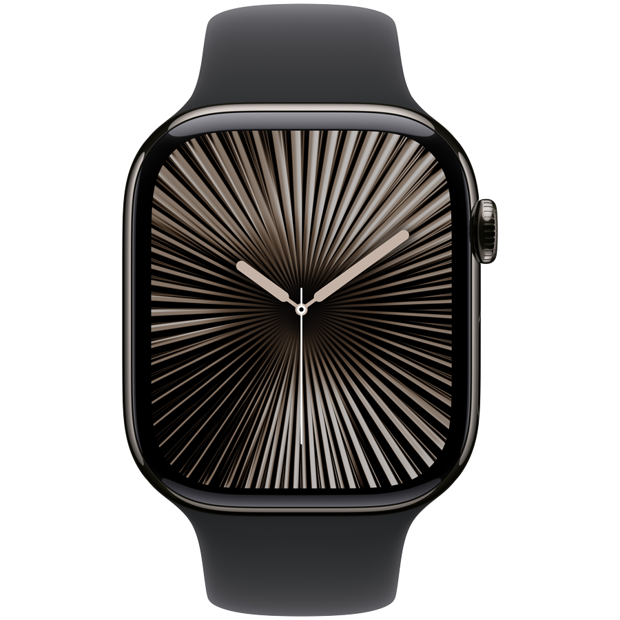 Apple Watch Series 10 GPS + Cellular 46mm Slate Titanium Case with Black Sport Band - S/M,Model A3003