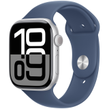 Apple Watch Series 10 GPS + Cellular 42mm Silver Aluminium Case with Denim Sport Band - S/M,Model A3001