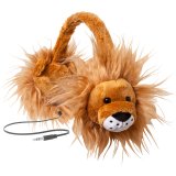 Animalz Furry Retractable Volume Limiting Over-the-Ear Headphones - Lion