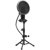 LORGAR Voicer 721, Gaming Microphone, Black, USB condenser microphone with tripod stand, pop filter, including 1 microphone, 1 Height metal tripod, 1 plastic shock mount, 1 windscreen cap, 1,2m metel type-C USB cable, 1 pop filter, 154.6x56.1mm
