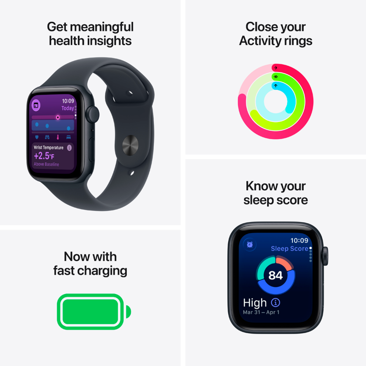 Apple Watch SE 3 GPS + Cellular 44mm Midnight Aluminium Case with Midnight Sport Band - M/L,Model A3328
